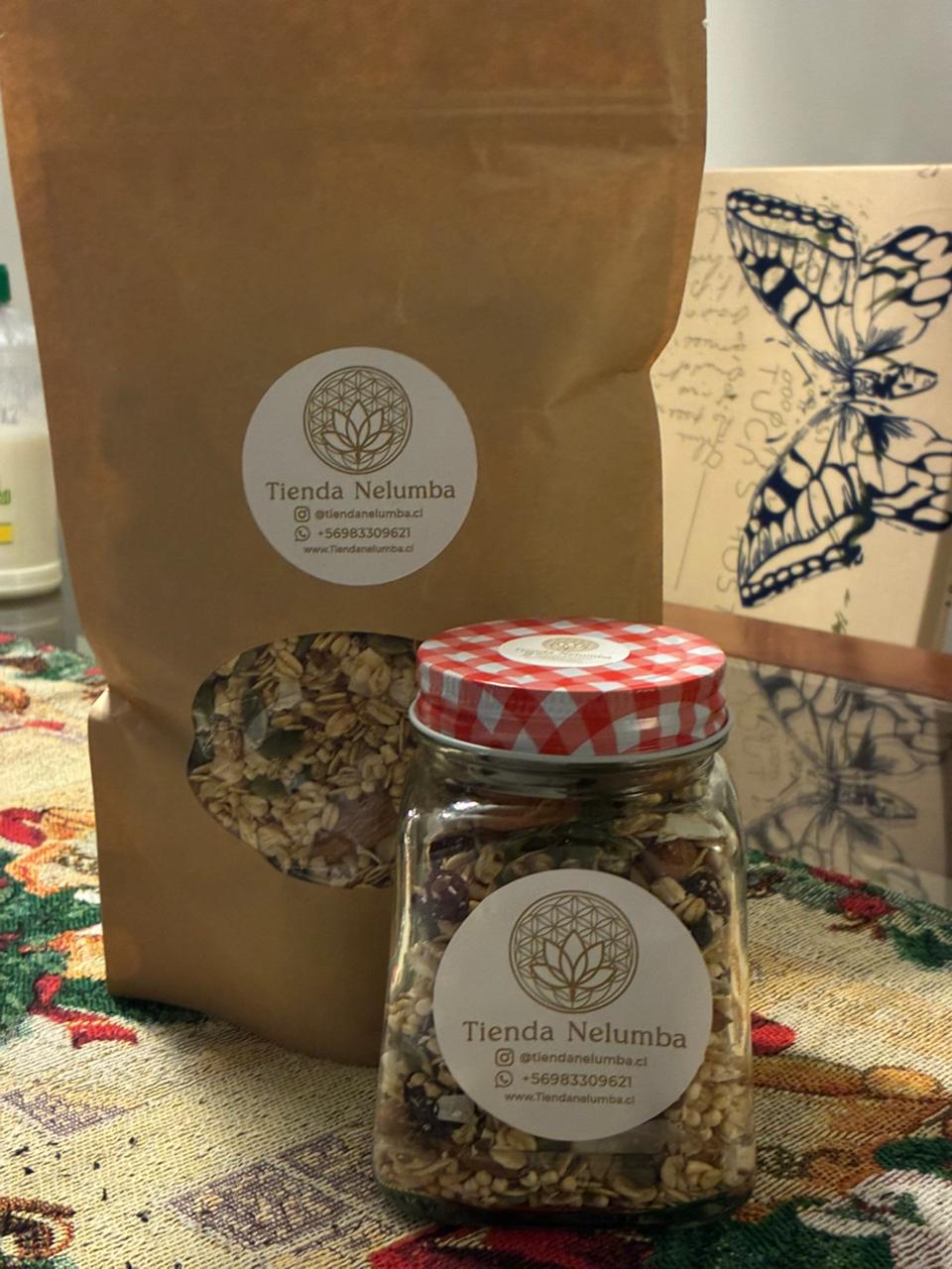 Pack Granola Frasco Vidrio 200 gramos + Bolsa hermética 500 gramos